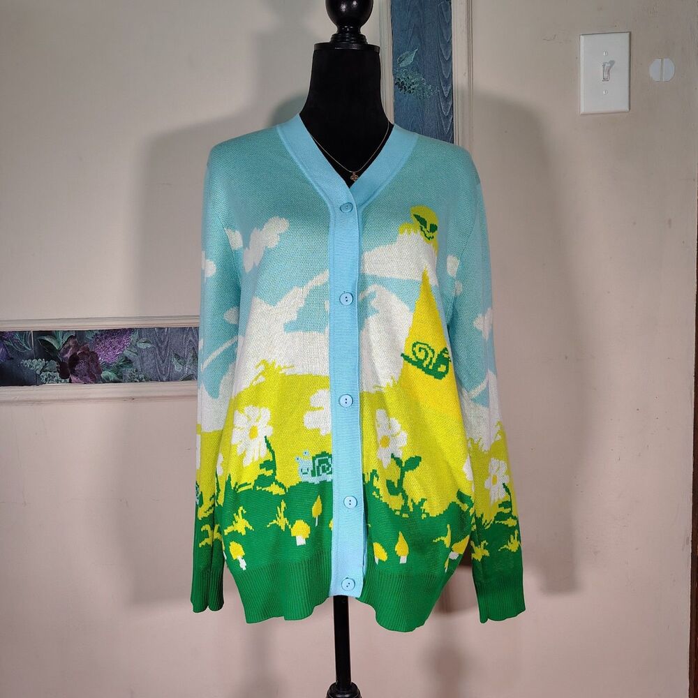 Trippy Alien Mushroom Daisy Cardigan ALAB Wmns Size M/T462
